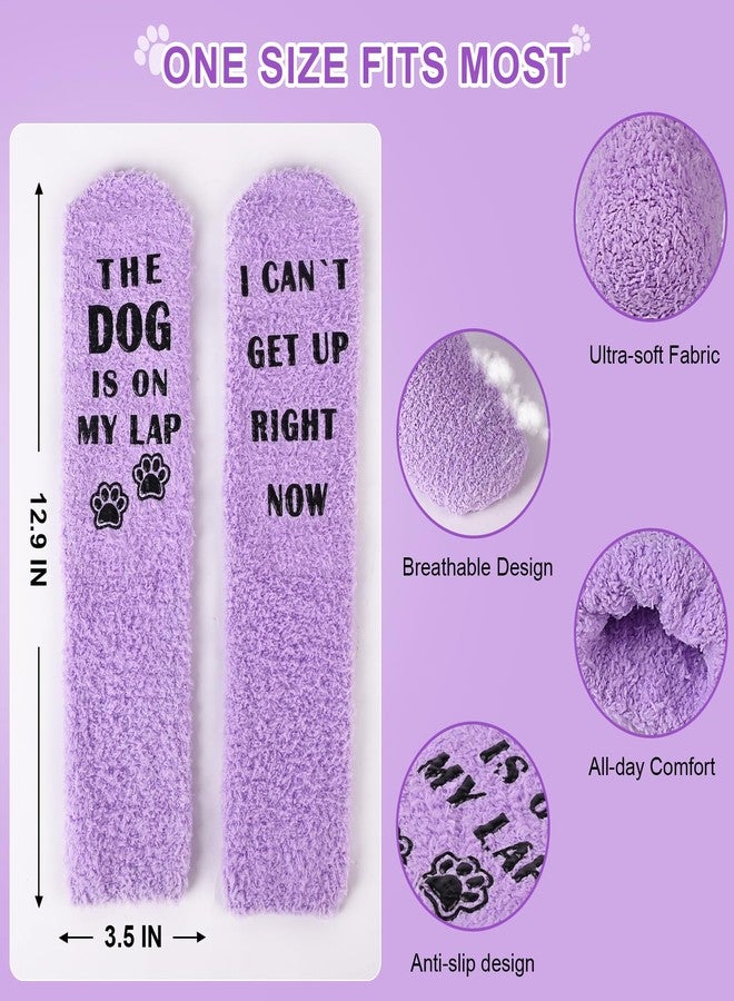 Cyunda Funny Gifts for Mom, Dog Mom Gifts for Women, Fuzzy Socks for Dog Lovers, Christmas Cozy Socks, Stocking Stuffers,Purple - Image 4